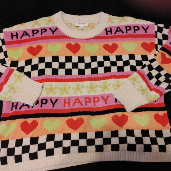 B.Young Sweaters - b.young Knit Sweater with Green and Peach Accents